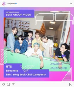 BTS won award with ‘Dynamite’ in VMA Japan