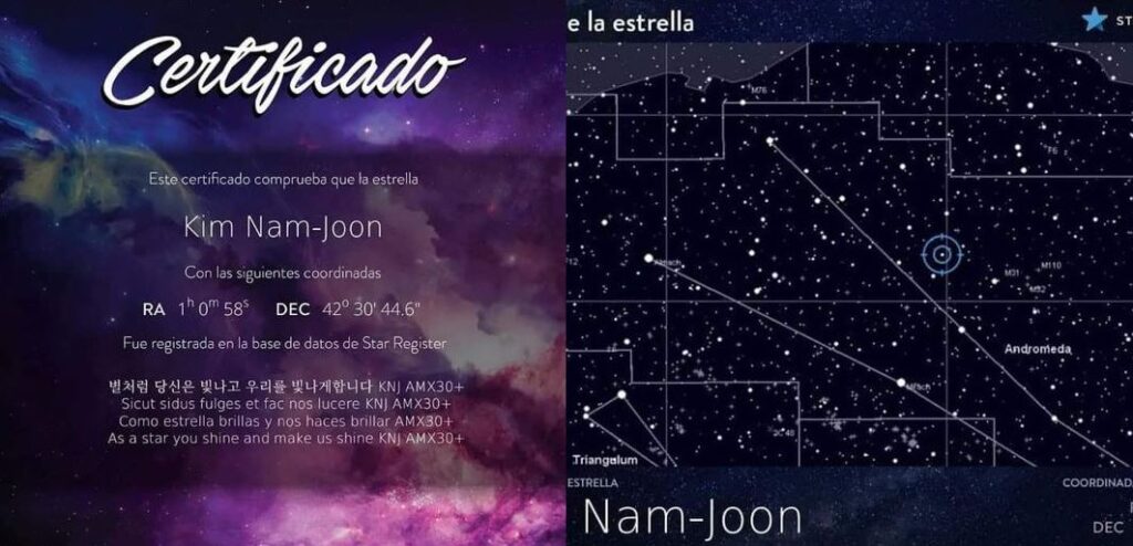 BTS: Namjoon receives a star as a birthday present