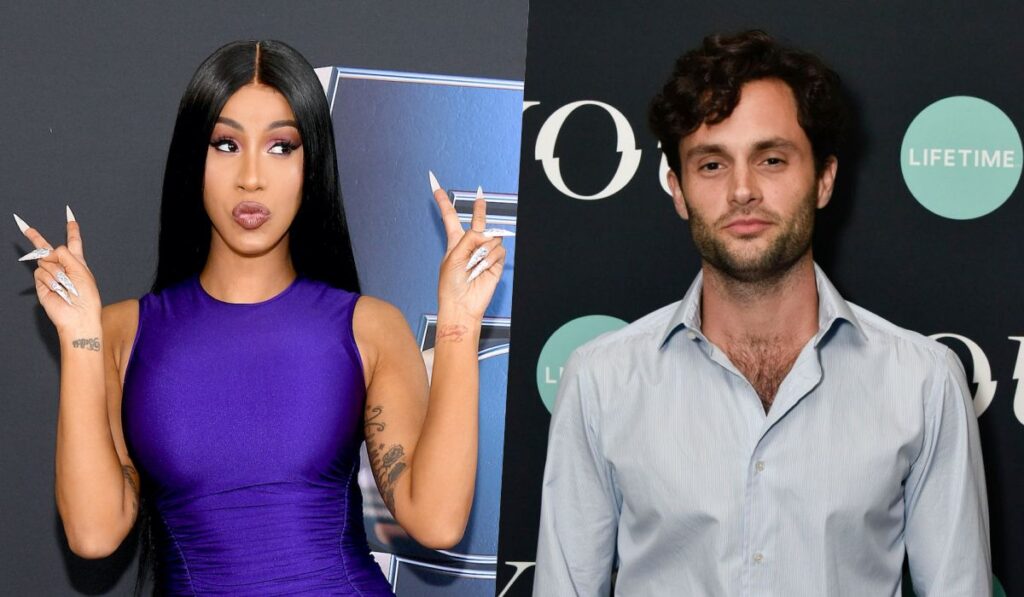 Cardi B and Penn Badgley freak out at being noticed by each other