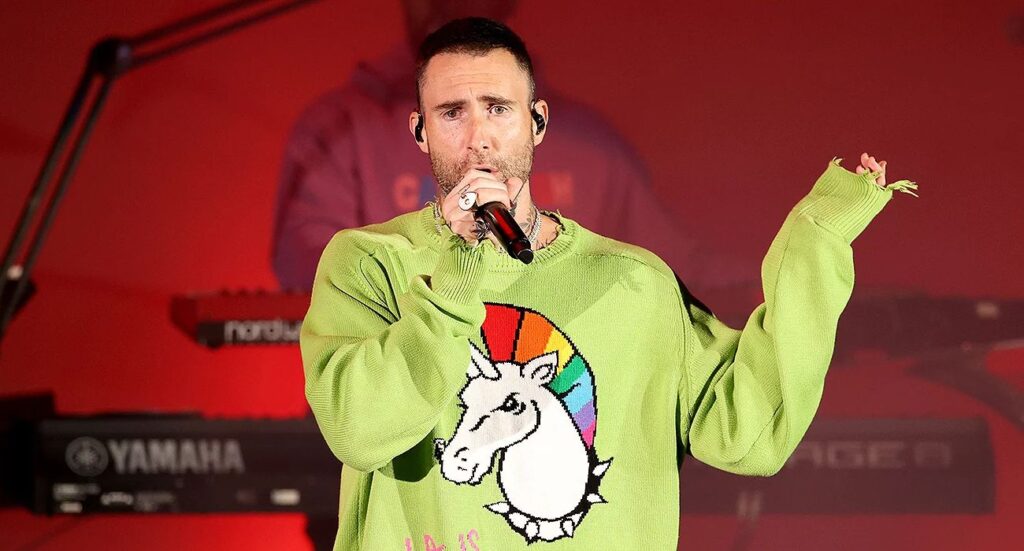 Woman takes the stage and grabs Adam Levine in concert