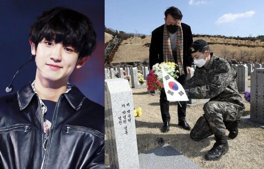 EXO's Chanyeol visits his grandfather's grave and brings fans to tears over the sad scene
