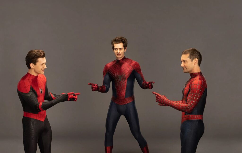 Tom Holland, Andrew Garfield and Tobey Maguire recreate the viral Spider-Man meme
