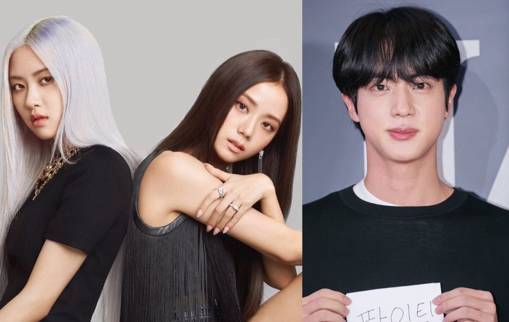 BLACKPINK's Jisoo and Rosé with BTS' Jin attend the premiere of the film "Hunt"
