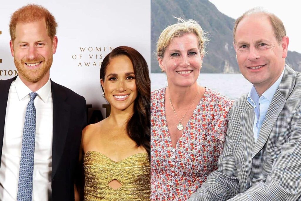 Prince Harry and Meghan Markle are replaced by Edward, Duke of Edinburgh, and Sophie, Duchess of Edinburgh in the British royal family
