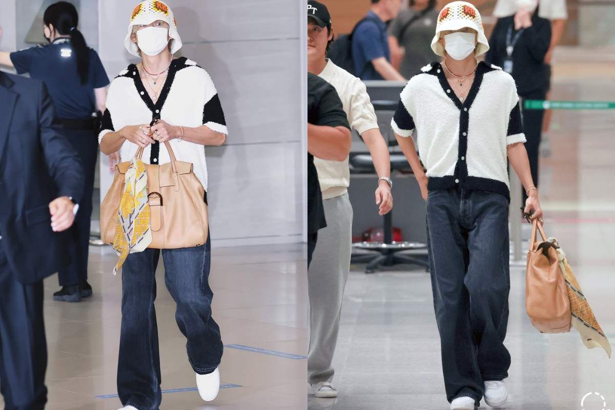 BTS' Taehyung sports a different look at the airport after his arrival from Spain