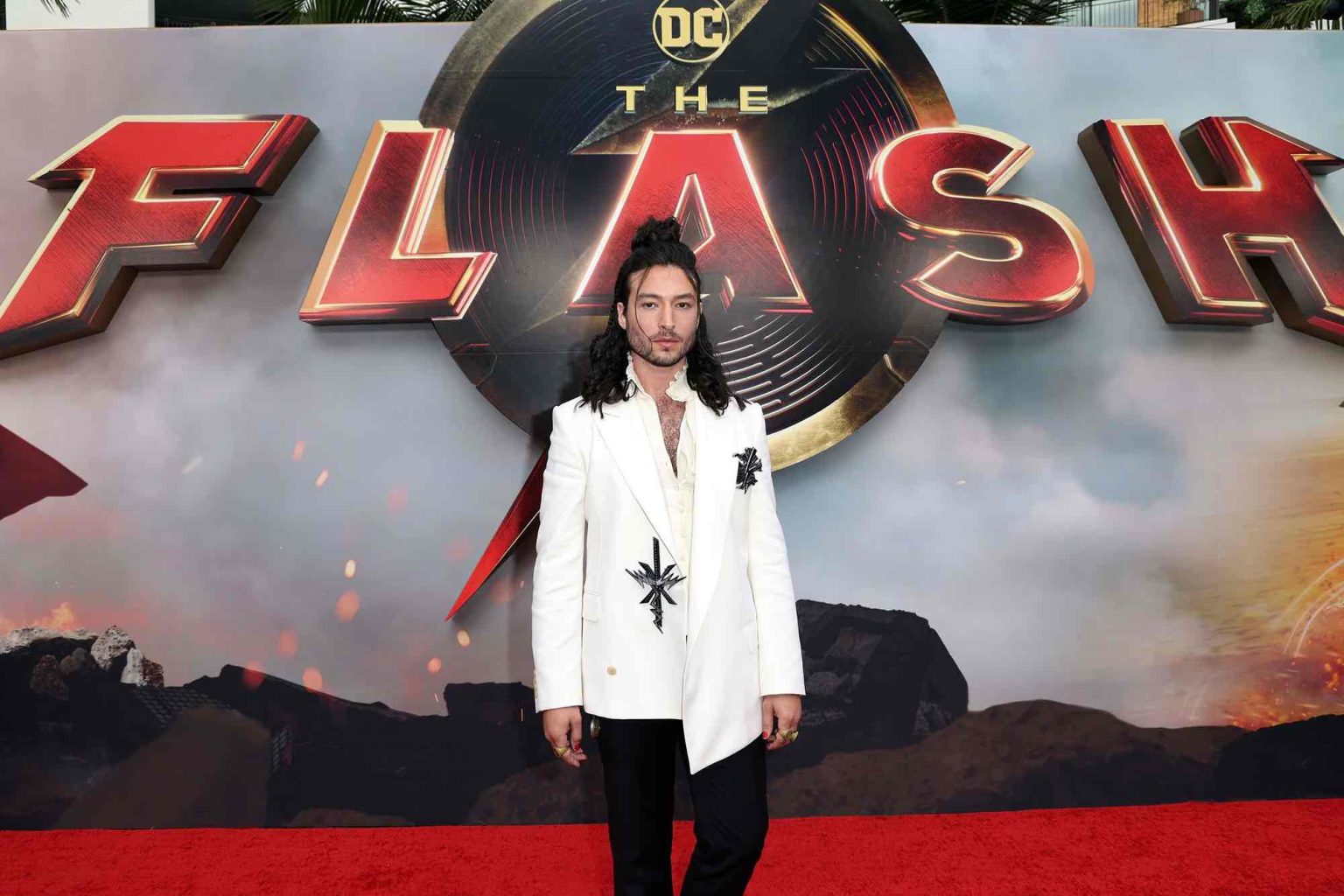 Ezra Miller makes public appearance to promote 'THE FLASH' after