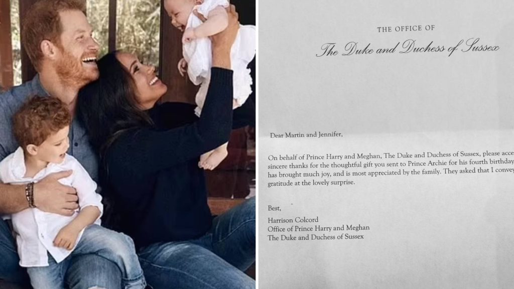 Supporter gives Prince Archie a gift and Prince Harry shows his appreciation