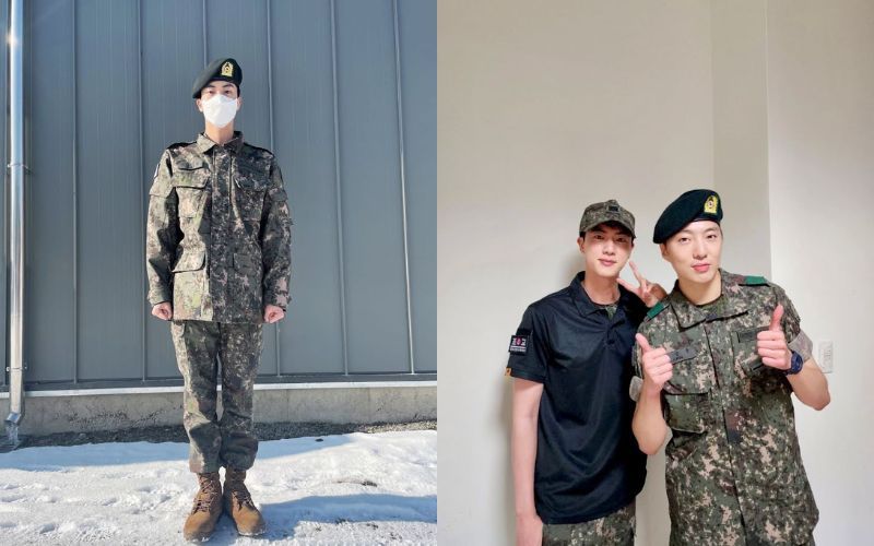 BTS' Jin silences haters by uploading a photo with another KPOP idol in the army