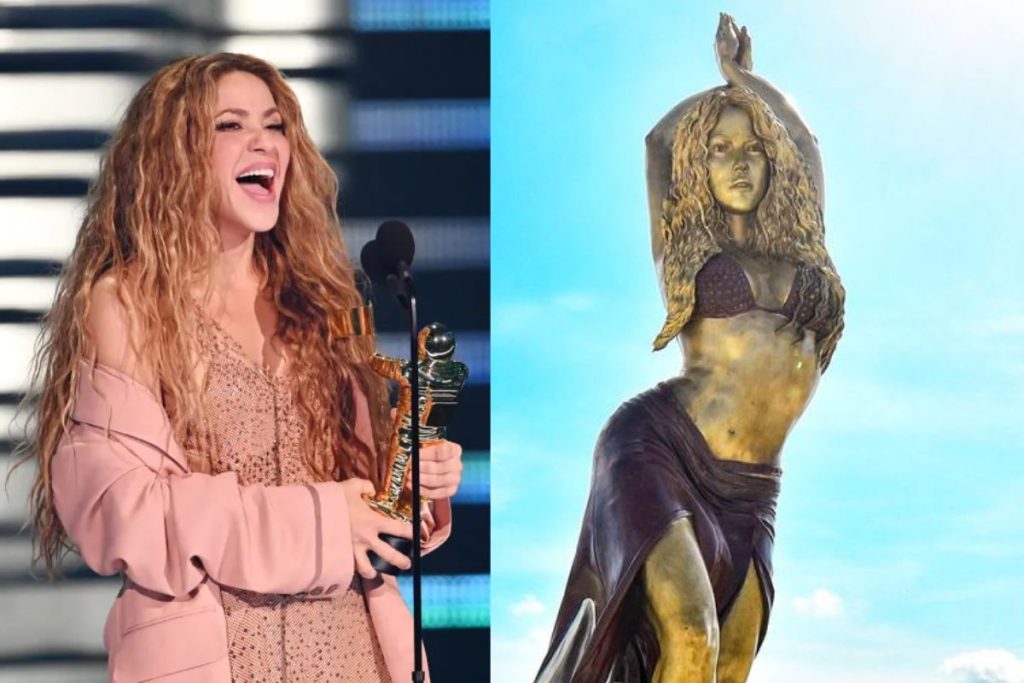 Statue in honor of Shakira unveiled and compared to the Statue of Liberty in New York, U.S.A.