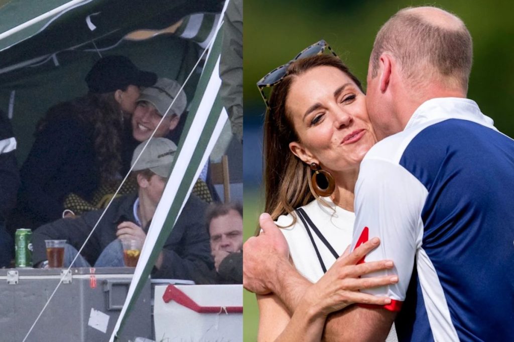 Prince William and Princess Kate Middleton kiss in public during a picnic