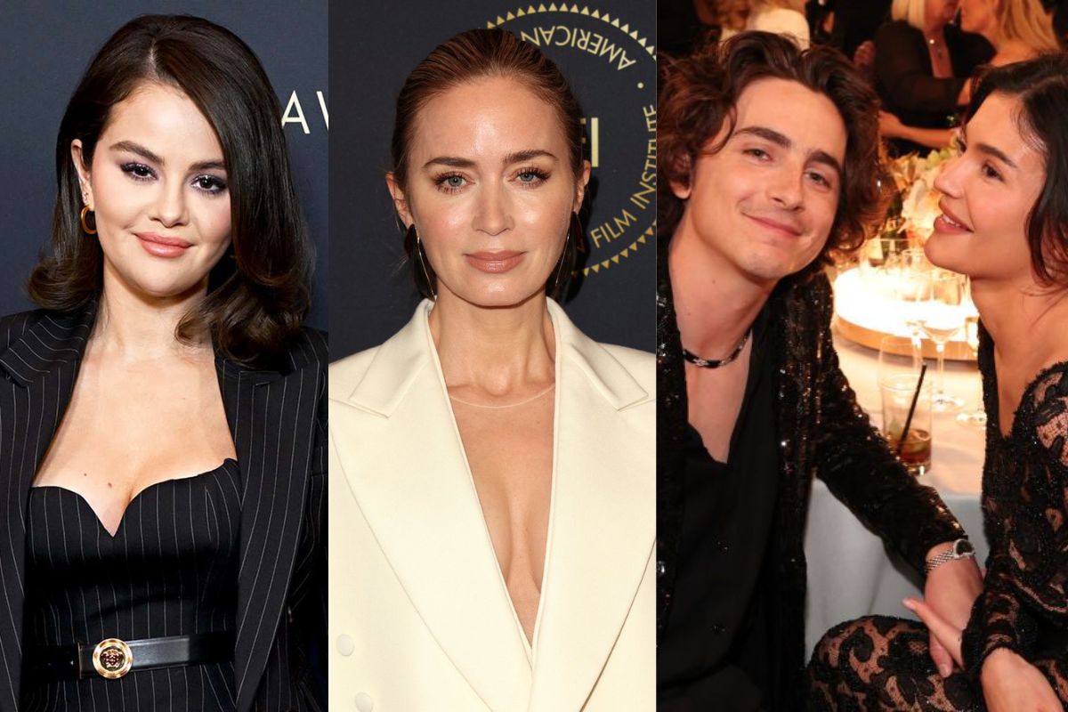 Selena Gomez and Emily Blunt tease Timothée Chalamet and Kylie Jenner's drama at the Golden Globes