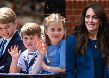 Who is taking care of Louis, George, and Charlotte while Kate Middleton recovers from her surgery?