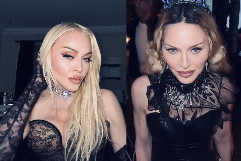 Madonna suffers a hilarious fall on stage during a performance of her 'Celebration' tour