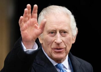 King Charles III greets the British people after Easter Service