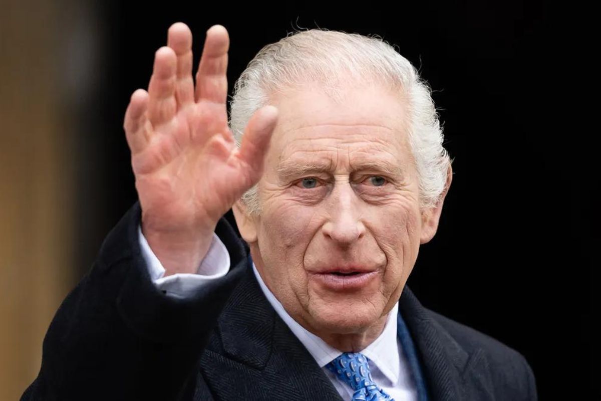 King Charles III greets the British people after Easter Service