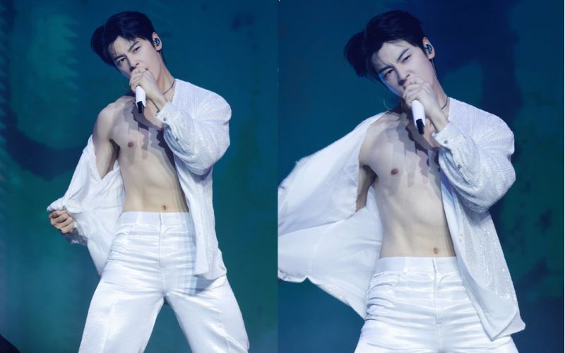 Cha Eunwoo shows his sculptural physique due to a wardrobe malfunction