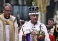 King Charles III's coronation anniversary was celebrated with ceremonial arms across London