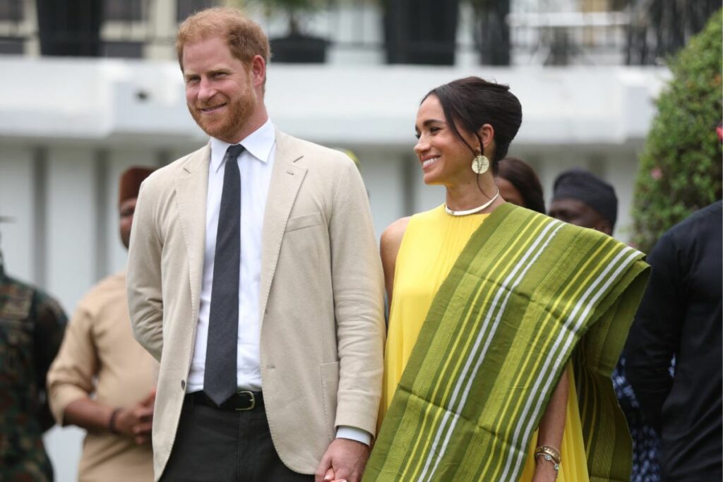 Prince Harry and Meghan Markle are portrayed as members of the historic royal family