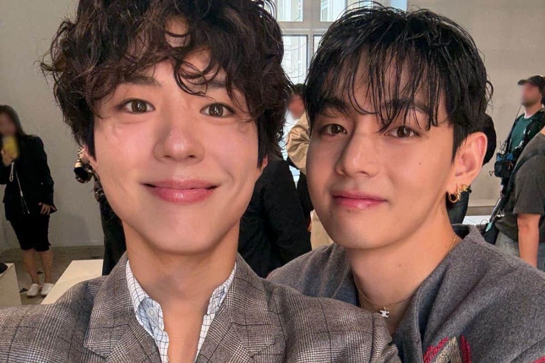 BTS’ V and Park Bo Gum shares a sweet moment during the CELINE fashion show