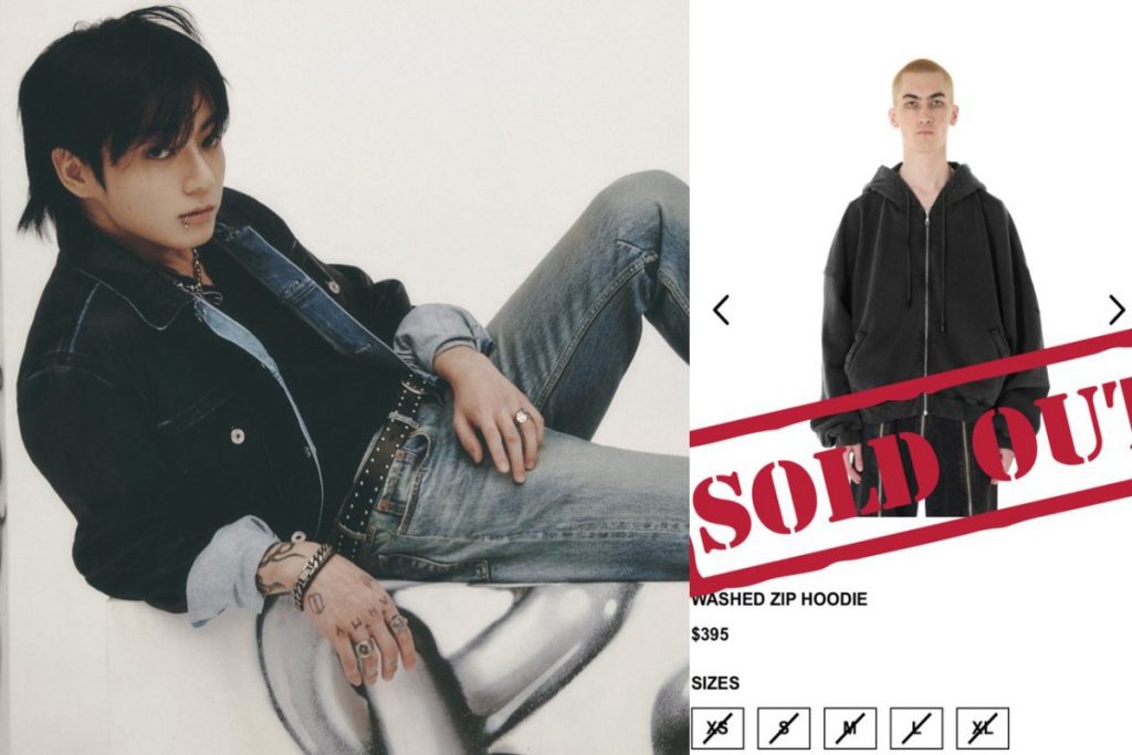 BTS’ Jungkook becomes a casual fashion sensation and makes a hoodie sell-out quickly on the Internet BTS Jungkook hoodie