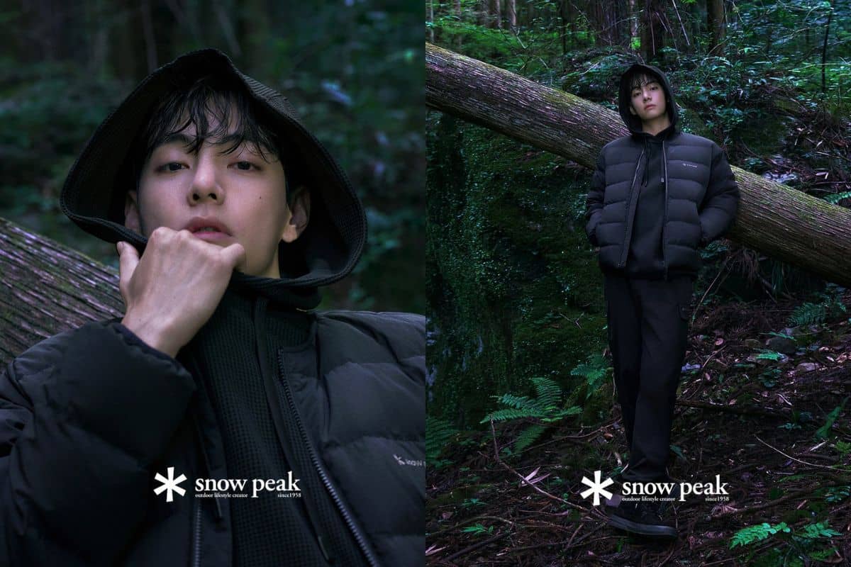 BTS’ V poses naturately in the forest for Snow Peak photoshoot