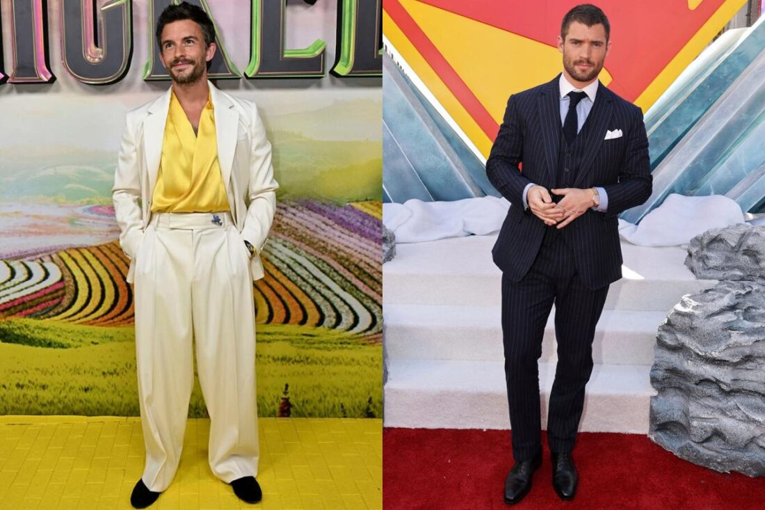 Jonathan Bailey and David Corenswet kissing in front of the cameras for a new Variety interview