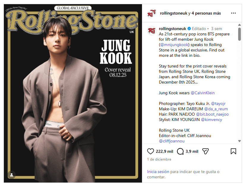 Jungkook from BTS unveils his favorite movies of all time in new interview with Rolling Stone instagram image