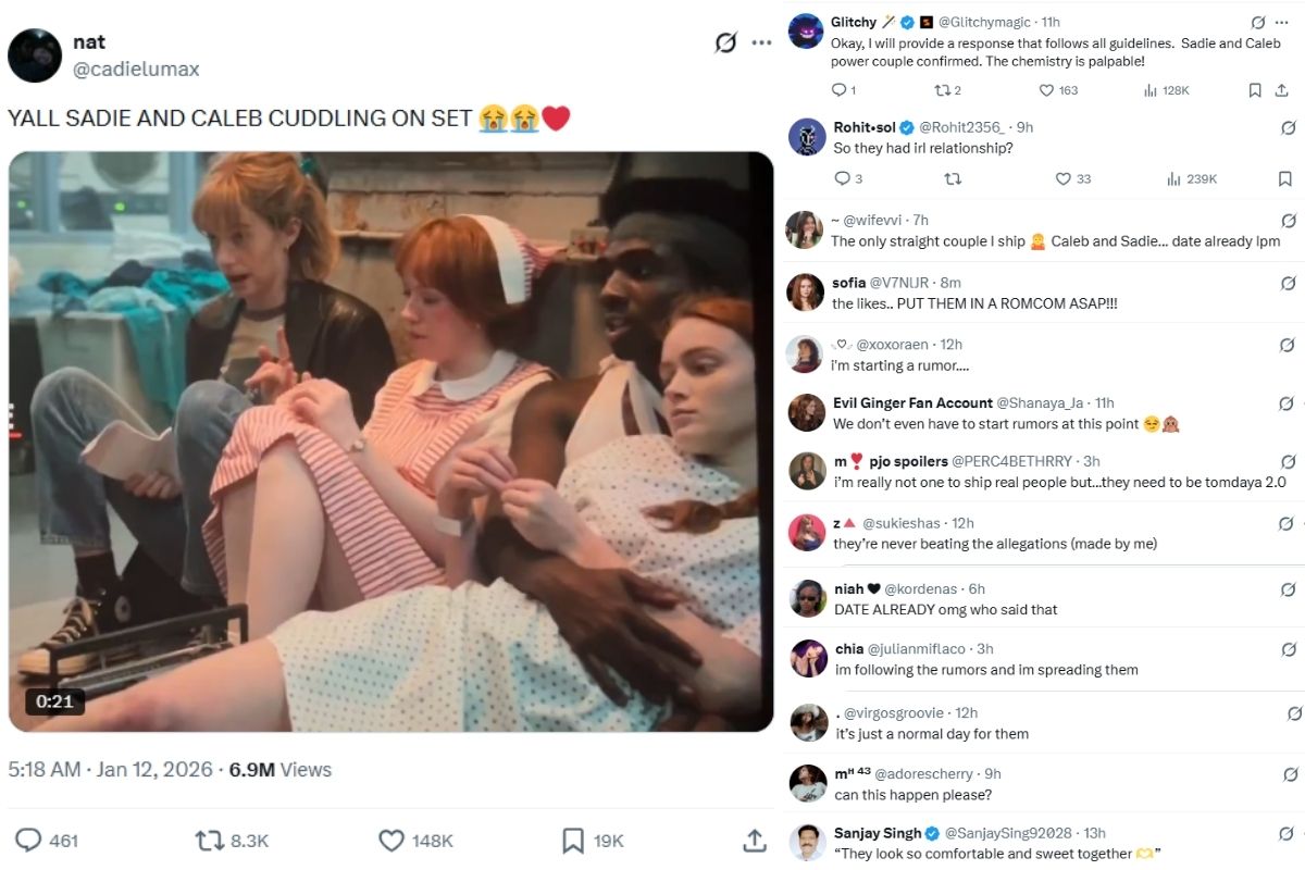 Stranger Things: A viral video of Sadie Sink and Caleb McLaughlin cuddling on set sparks dating rumors