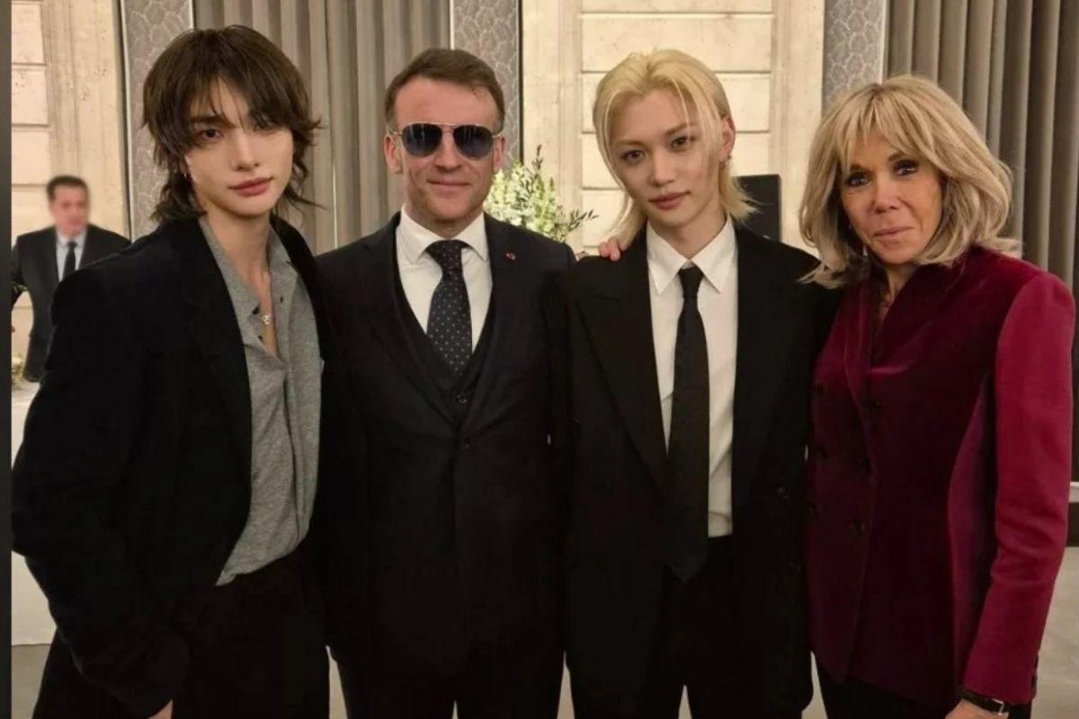 Stray Kids’ Hyunjin and Felix pose alongside Emmanuel Macron The idols looked amazing in the gala