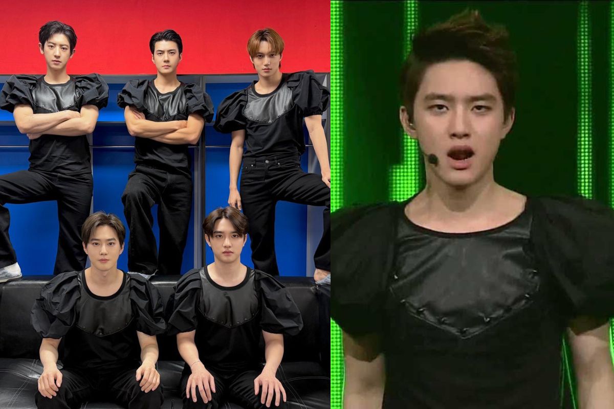 EXO members share a group photo mocking D.O.'s iconic 2013 outfit