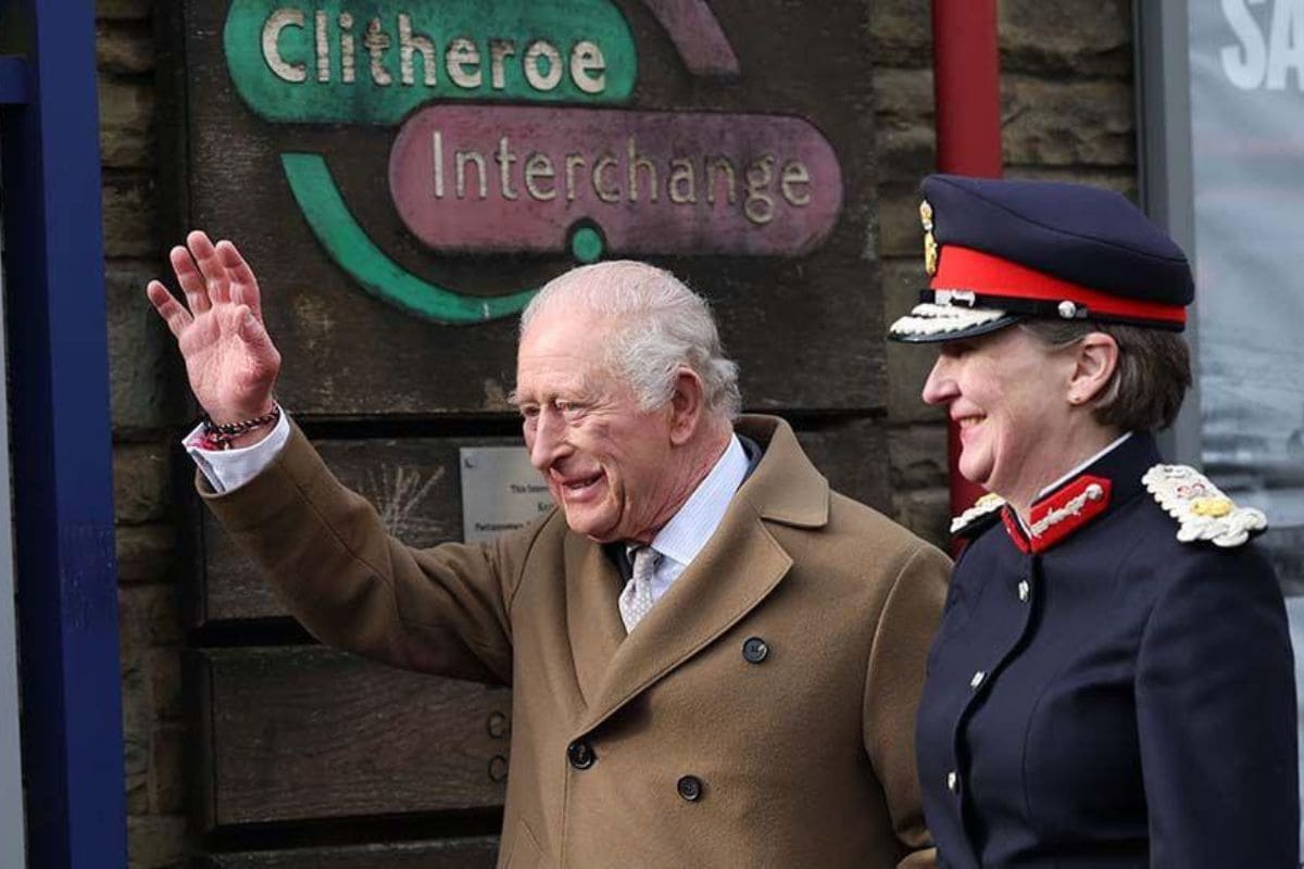 King Charles III made iconic visit to Clitheroe in the Ribble Valley The king with the farm outreach