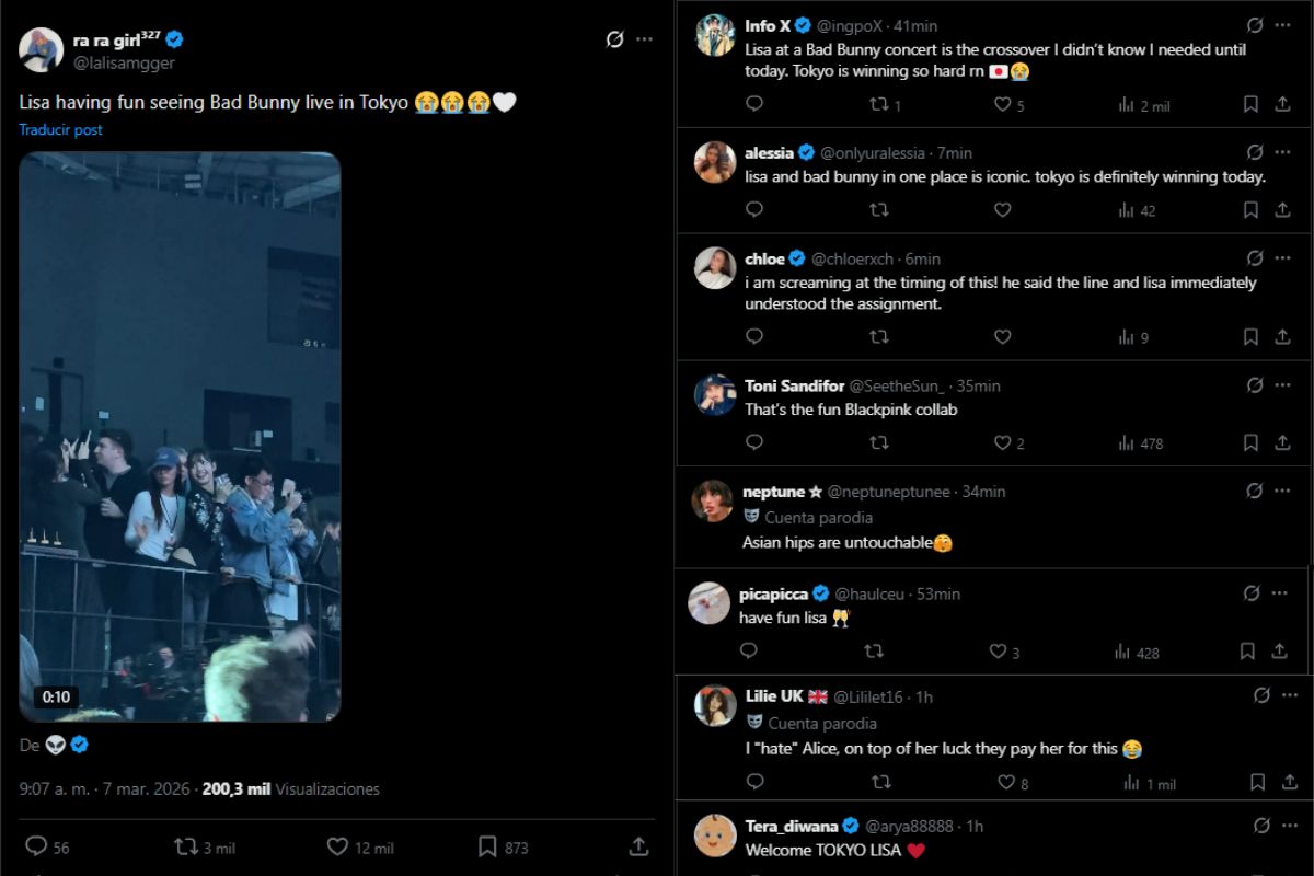 BLACKPINK's Lisa was spotted having fun at Bad Bunny’s Spotify Billions Club concert in Tokyo