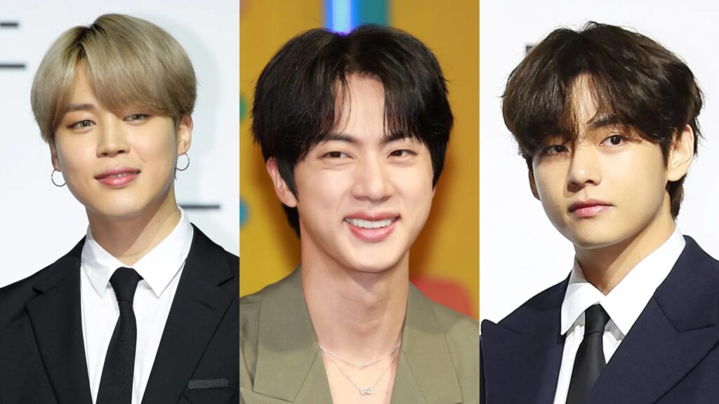 Jin leads BTS members V and Jimin during a new cooking moment