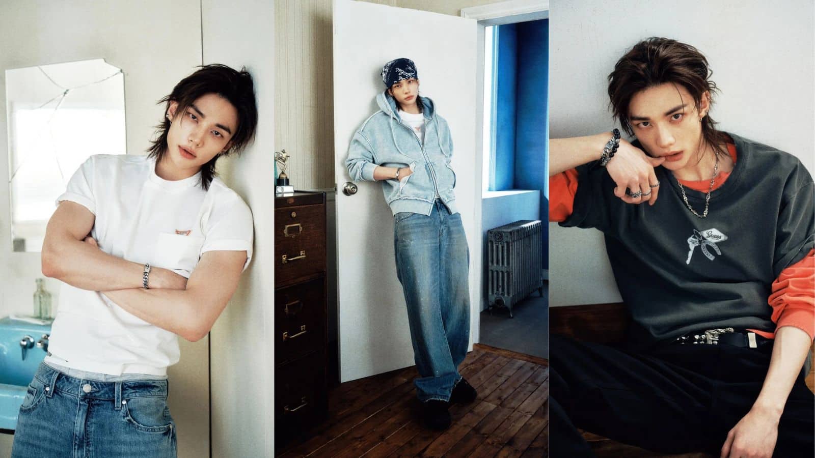 Hyunjin rocks classic GUESS denim 