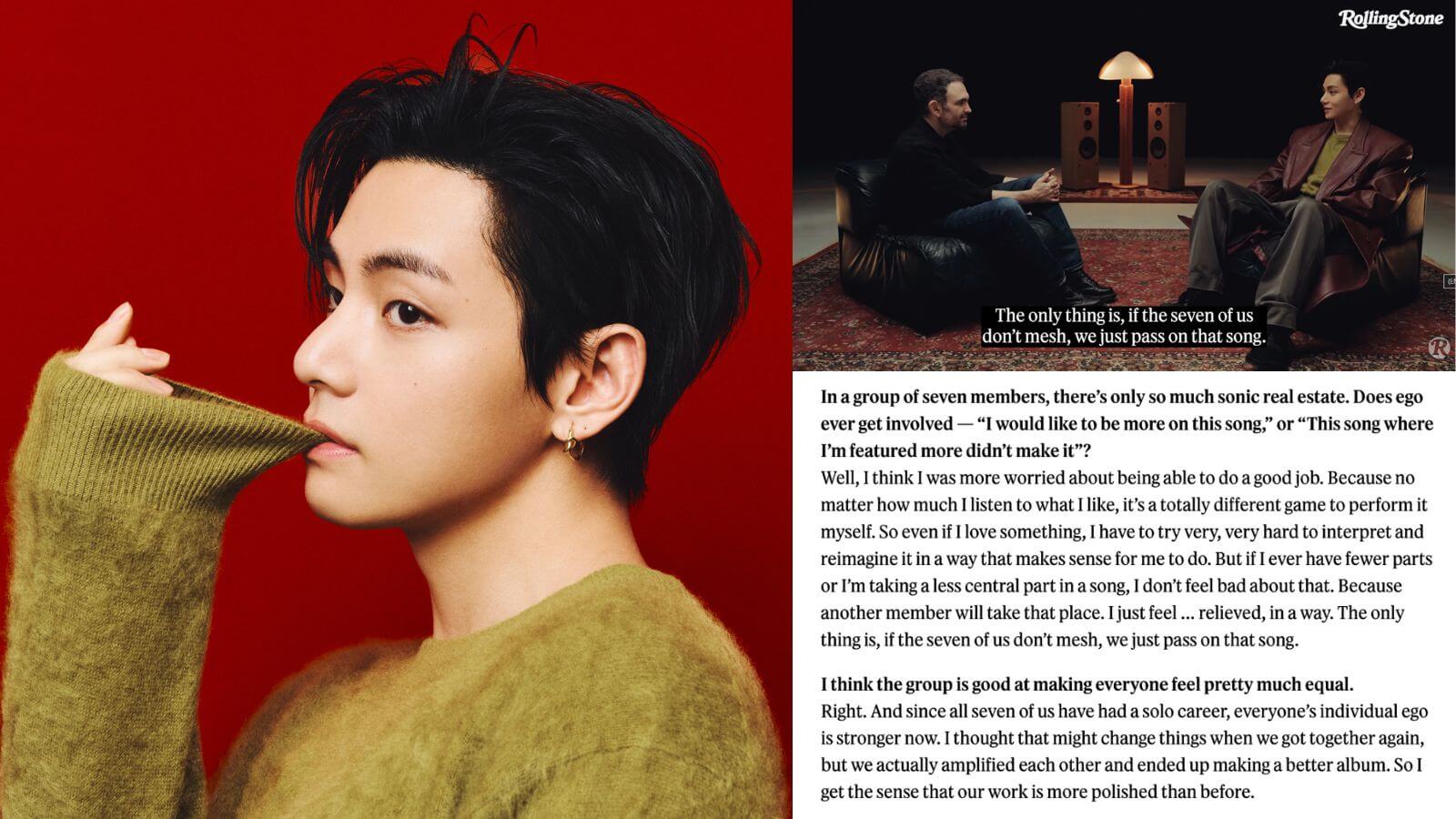 BTS' V opens up about whether ego comes while making music with the group