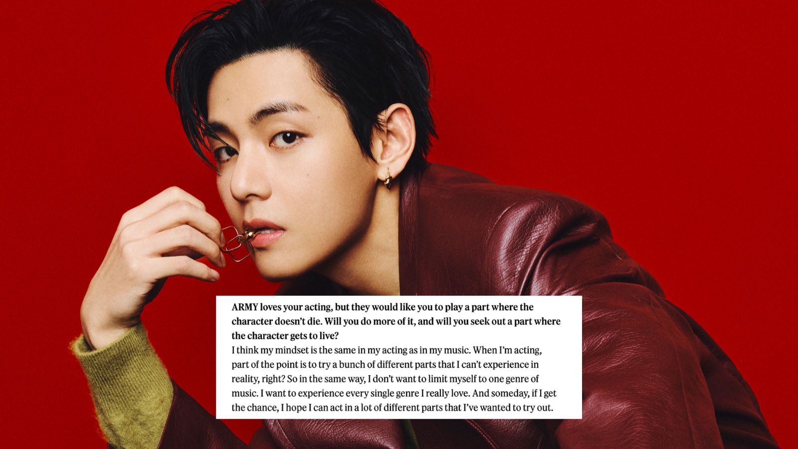 BTS' V talks about his desire to continue his acting career