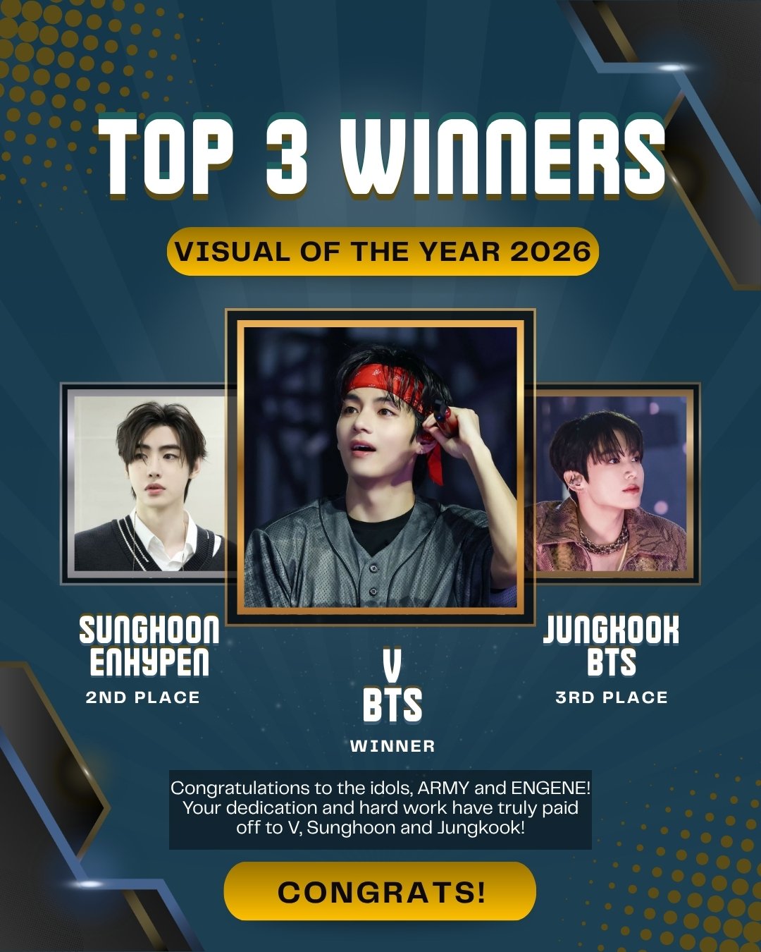 BTS' V won visual of the year becoming the most handsome kpop idol of 2026