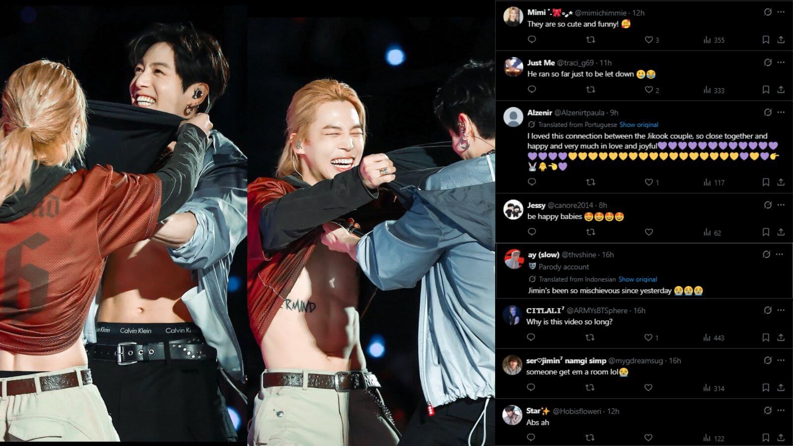 BTS: Jungkook and Jimin try to undress each other on stage BTS: Jungkook and Jimin try to undress each other on stage