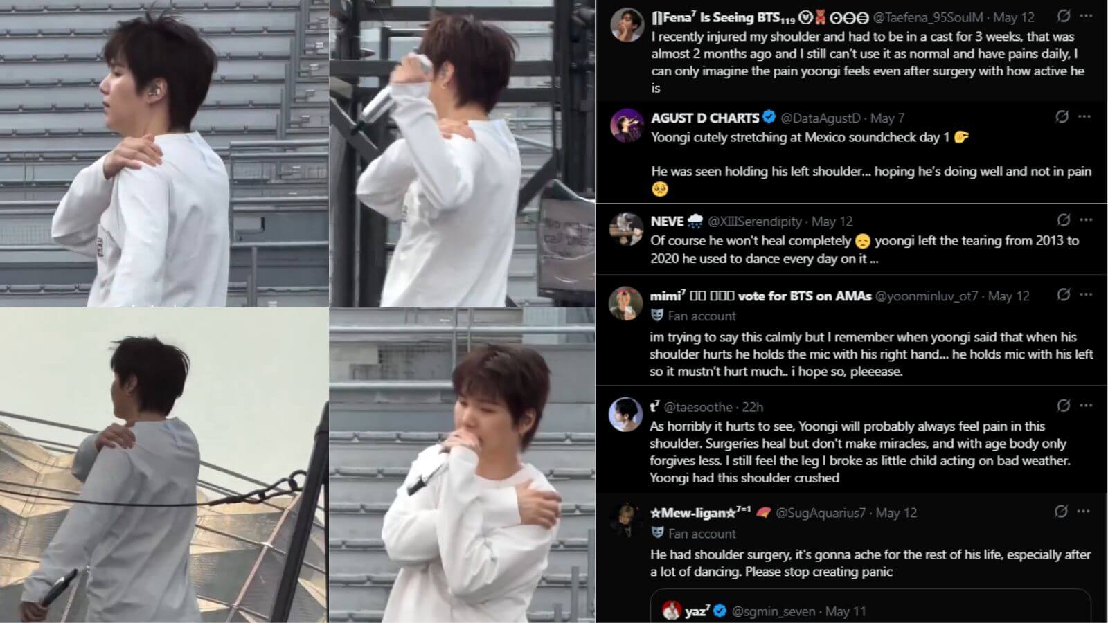 BTS' Suga sparks concern over the state of his injured shoulder in a recent appearance