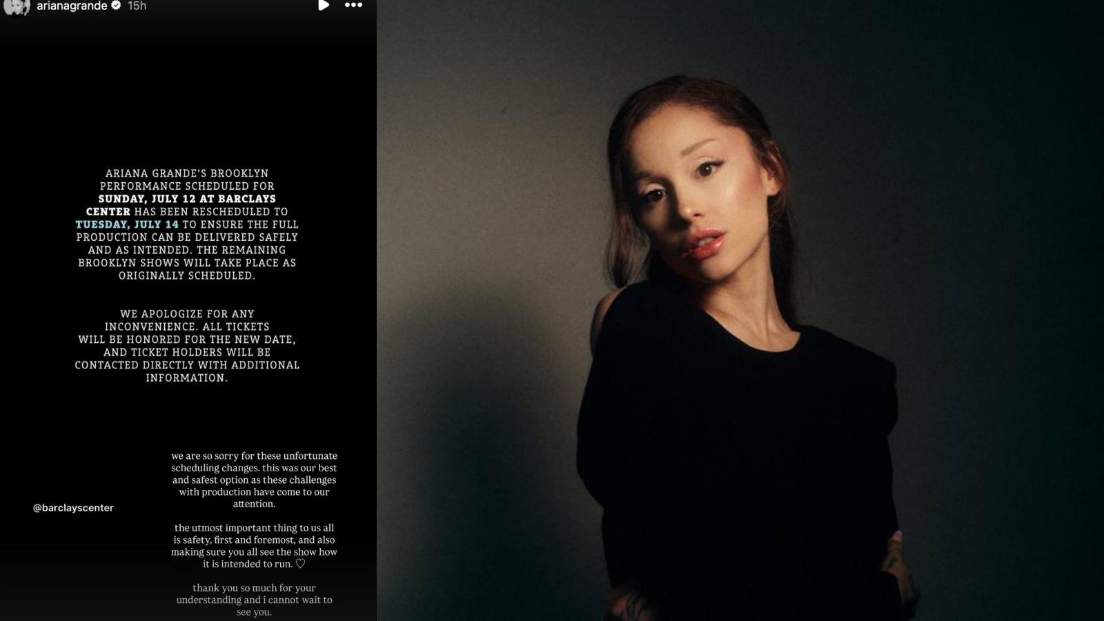 Ariana Grande reschedules three Eternal Sunshine Tour concerts for safety reasons