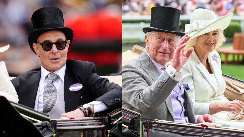 King Charles and Queen Camilla welcome Stanley Tucci to Royal Ascot King Charles and Queen Camilla welcome Stanley Tucci to Royal Ascot