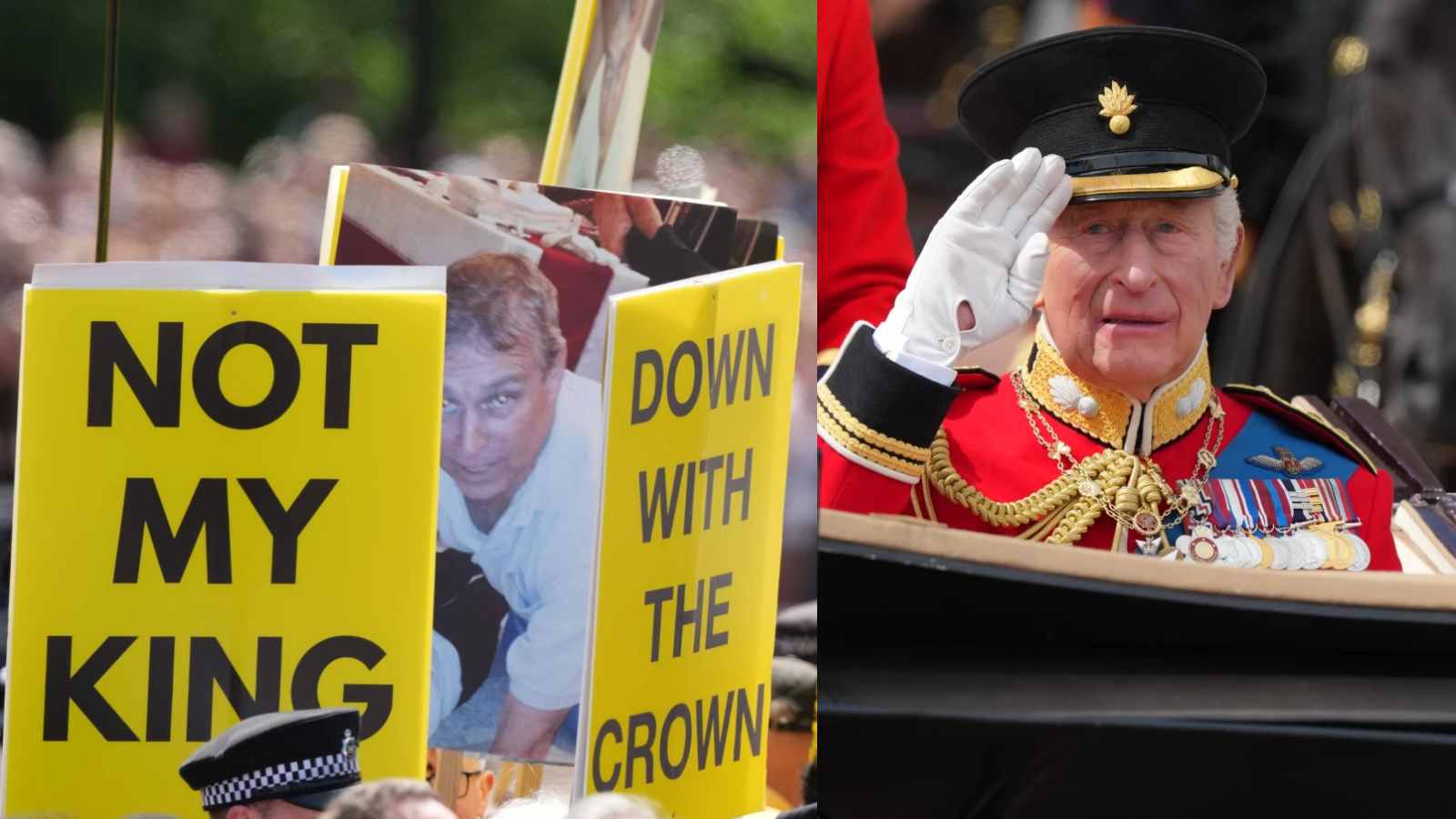 Protesters bring ex-Prince Andrew and his affiliation with Jeffrey Epstein to King Charles' birthday celebration Protesters bring ex-Prince Andrew and his affiliation with Jeffrey Epstein to King Charles' birthday celebration