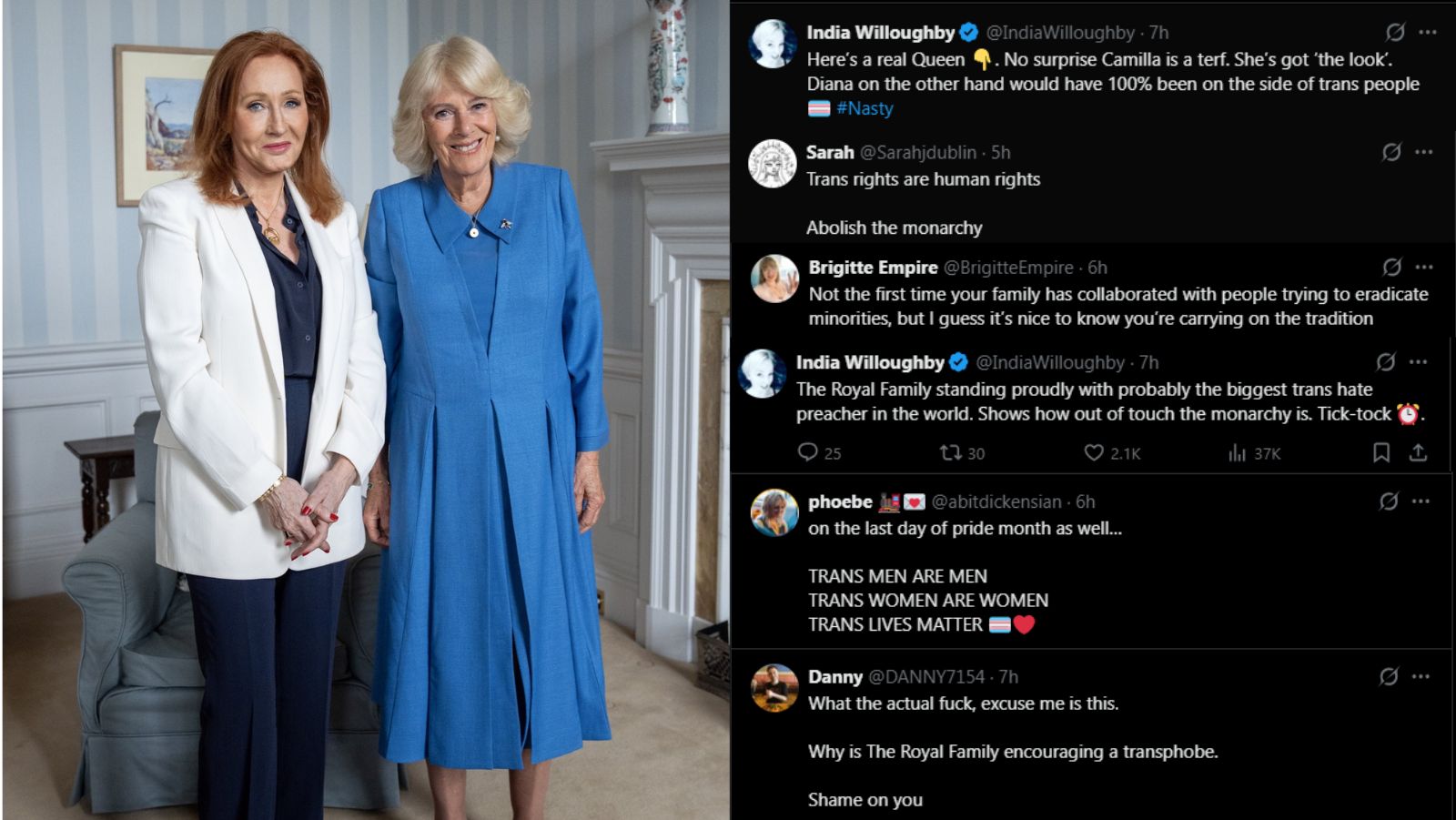 Queen Camilla sparks outrage over photo with J.K. Rowling during Pride Month Queen Camilla sparks outrage over photo with J.K. Rowling during Pride Month