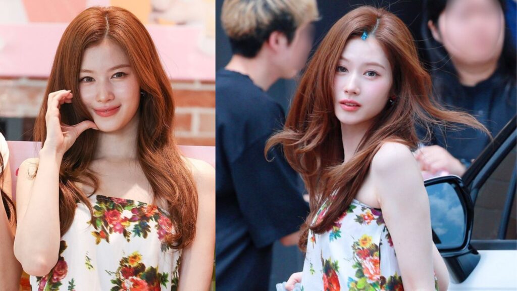 TWICE's Sana is upset about the wardrobe malfunction buzz at a photo wall TWICE's Sana is upset about the wardrobe malfunction buzz at a photo wall