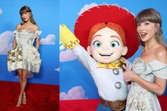 Taylor Swift attends the Toy Story 5 premiere in Los Angeles