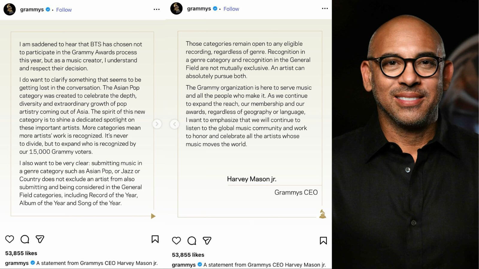 Grammy CEO addresses BTS decision not to submit for the 2027 edition