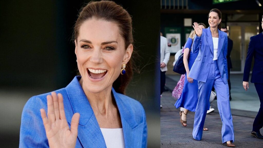 Princess Kate Middleton greets Wimbledon fans before enjoying the tournament