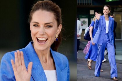 Princess Kate Middleton greets Wimbledon fans before enjoying the tournament