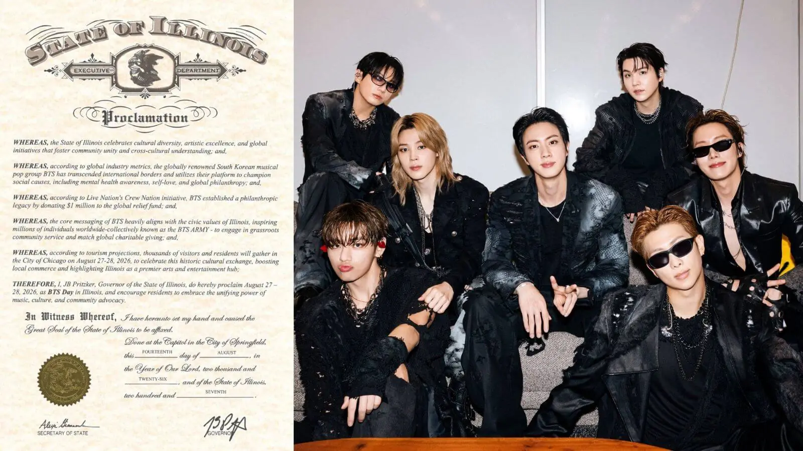 BTS receives honors from the governor of Illinois ahead of their visit (1)