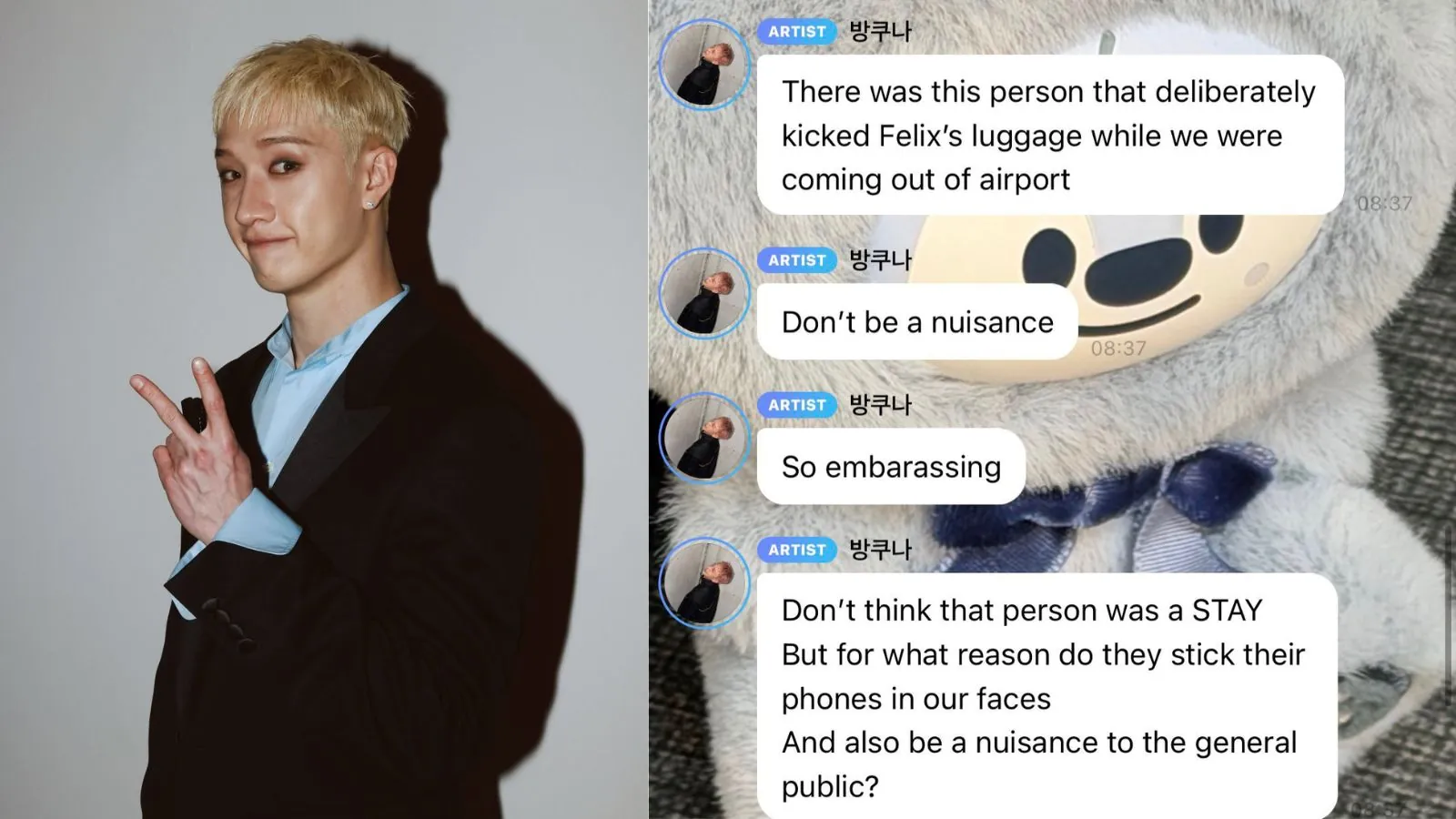 Stray Kids' Bang Chan calls out disrespectful crowds at the airport